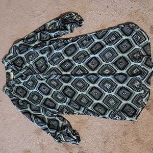 Print Dress, Aquamarine/Black, Size M